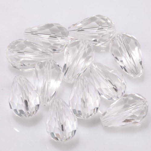 ILOVEDIY 30pcs in Bulk Clear Glass Crystal Beads Accessories 15x10mm for Jewelry Making