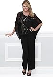 Woman Within Plus Size Pantsuit In 3 Pieces With Dazzling Sequin Starburst (Black,24 W)