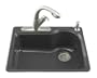 KOHLER K-5802-3-7 Meadowland Self-Rimming Kitchen Sink, Black Black