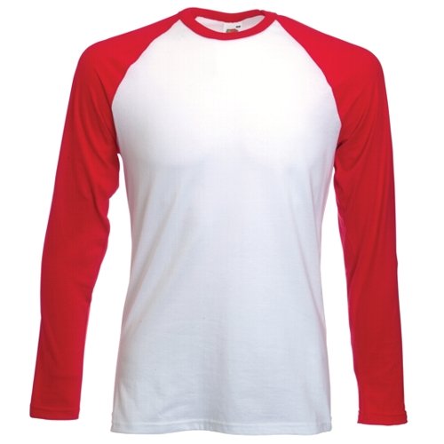 Long Sleeve Fruit of the Loom Baseball T-Shirt - 6 Colours