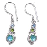 Sterling Silver Caribbean Quartz, Peridot and Blue Topaz Dangle Earrings by Sajen 41fLZNC0PxL. SL160 Sterling Silver Caribbean Quartz, Peridot and Blue Topaz Dangle Earrings by Sajen