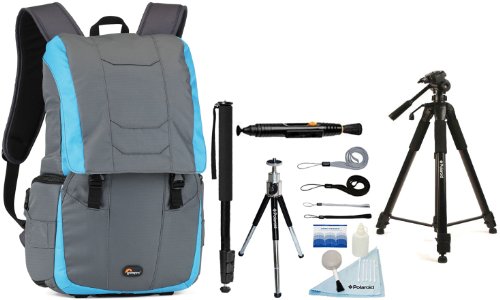 Lowepro Versapack 200 AW Backpack (Gray/Polar Blue) + Accessory Kit for Canon EOS Rebel T3/T3i/T2i/T1i/EOS 1D MARK III/1D MARK IV/1DS MARK II/5D/7D/20D/30D/40D/50D/60D/XS/Xsi/Xti Digital D-SLR Cameras