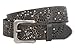 Snap On Soft Hand Vintage Cowhide Full Grain Leather Foral Rivet Perforated Casual Belt