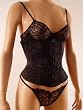 Black Waist Cincher Body Shaper Stretch Lace boning Cupless