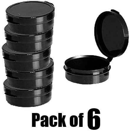 Smash Snuff Stash Box Hinge Top Plastic Pill Pod - Black Small: 6 Pack
