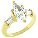 J Goodin R08019G-C01-09 14k Gold Bonded Classic Ring Featuring Chevron Set Marquise Cut Center stone, and Bar Set Baguettes Horizontally on Both Sides.