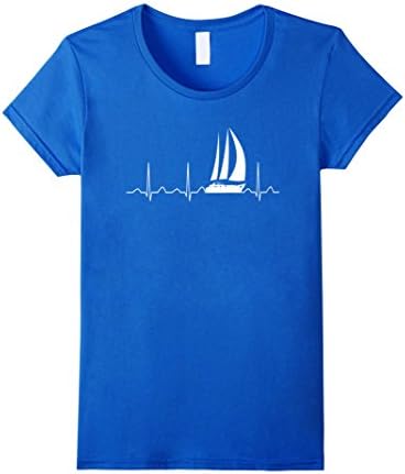 Women's Sailing Heartbeat T Shirts Medium Royal Blue