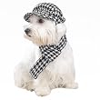 Dog Hat and Scarf - East Side Collection - Houndstooth Hat and Scarf Set - Black & White Small (S)