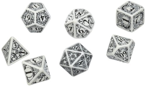 Q Workshop Steampunk Dice Set White - Black (7)