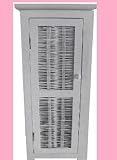 New White Rattan Shaker Bathroom Storage Floor Unit Bedside Cabinet