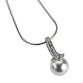 Zeeme Perles - 500243606 - Collier Femme avec Pendentif - Perles - Argent 925/1000 - Oxyde de Zirconium - Blanc - 42 cm