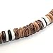 Tiger Brown Coco Bead Hawaiian Surfer Necklace with White Puka Shell and Black Coco Beads