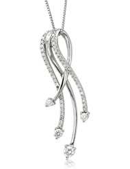 14k White Gold Ribbon Journey Diamond Pendant Necklace (GH, I1-I2, 0.50 carat)