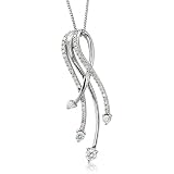 41fLkaEnpGL. SL160  14k White Gold Ribbon Journey Diamond Pendant Necklace (GH, SI3 I1, 0.50 carat)