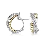 14k Gold Two-Tone Pave Set Diamond Earrings ( 0.75 ct.tw. )