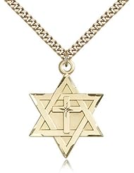 Star of David with Cross Pendant, Gold Filled