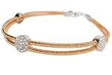 18K Rose Gold Two-Strand, Hand-Woven Mesh Bracelet, Enhanced With Pave Set Diamonds. ( GH-Color, SI-Clarity; c.t.tw.0.50 CT ).