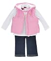 Dereon L/S T-Shirt, Vest and Jean Set (Sizes 0M-9M)