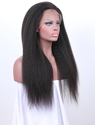 Full Lace Human Hair Wigs Brazilian Virgin Hair Kinky Straight Yaki Straight Lace Front Human Hair Wigs(Full Lace Wig 18inch)