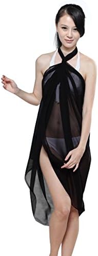 Simplicity Beach And Pool Party Wrap Dress In Soft, Sheer Chiffon, Black
