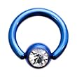 14 Gauge 5/16" Austrian Crystal Blue Titanium BCR Captive Ring