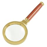 Rosallini Rosewood Wooden Handle 60mm Dia 15X Magnifier Magnifying Glass