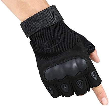 Men's Tactical Gloves Half Finger Motorcycle Gloves (Black, XL)