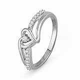 Sterling Silver Round Diamond Heart Promise Ring (1/10 cttw)