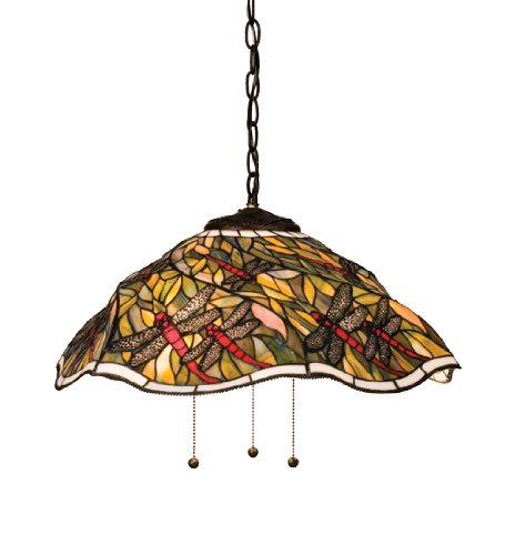 21 Inch W Spiral Dragonfly Pendant Ceiling Fixture