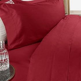 300-Thread-Count Egyptian Cotton 300TC Duvet Set and 2 Shams, California King, Red Solid 300 TC
