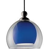 Progress Lighting P6135-09B 12 Volt Low Voltage T4 Mini-Pendant with Blue Glass Surrounded By Clear Glass, Brushed Nickel