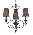 Kenroy Home 90560MB Lincolnshire Three-Light Chandelier, Mocha Bliss with Pleated Shades