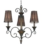 Kenroy Home 90560MB Lincolnshire Three-Light Chandelier, Mocha Bliss with Pleated Shades