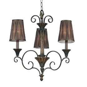 Kenroy Home 90560MB Lincolnshire Three-Light Chandelier, Mocha Bliss with Pleated Shades