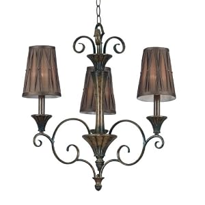 Kenroy Home 90560MB Lincolnshire Three-Light Chandelier, Mocha Bliss with Pleated Shades by Kenroy Home