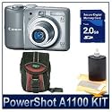 Canon PowerShot A1100IS 12.1 MP Digital Camera with 4x Optical Image Stabilized Zoom and 2.5-inch LCD (Silver) Executive Kit With 2GB SD Memroy Card, Carrying Case and Cleaning Kit