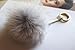 AURORA168 Luxury Fluffy Fox Fur Pom Pom Doll Keychain/Bag Charm Leather-Gold Ring, Ash Gray, Large