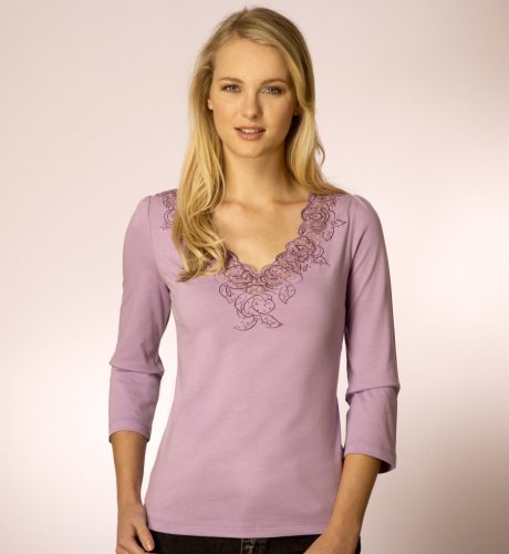 Per Una V-Neck Rose Stitch Top clothing