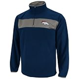 NFL Mens Denver Broncos Fade Route III Athletic Navy/Storm Gray Long Sleeve 1/4 Zip Micro Chiller