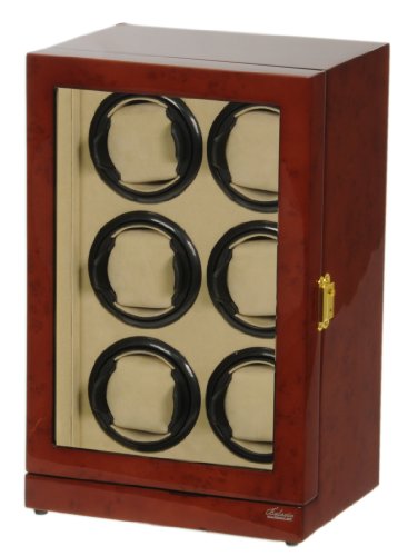 Six Watch Winder Burl Wood w/LCD Dispaly