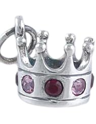 Princess or Diva Jeweled Crown Vintage Style 925 Sterling Silver and CZ Traditional Charm or Pendant