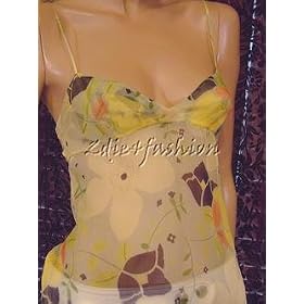 $555 New CHLOE Sexy 100% Silk Yellow Floral Top Shirt 4 36