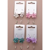 White Gem Flower Hoop Earrings IN1072