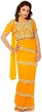 Amber Sari-Style Lehenga Choli with Beads Embroidered as Flowers - Georgette