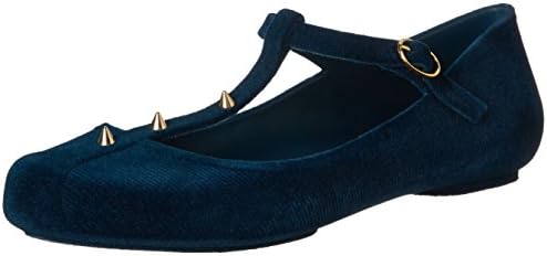 mel Dreamed by melissa Women's Show Mary Jane Flat,Teal Flocked,7 M US