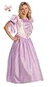 2 Item Bundle: Adult Women's Rapunzel Princess Dress Up Costume + Hair Bow-Size 6-12-Machine Washable,(Pink/Purple)