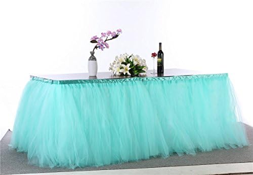 HBB Handmade Tutu Tulle Table Skirt for Birthday Party, Wedding, Party &amp; Home Decoration - SZ 3FT L x29"H, Beautiful Party Centerpiece &amp; Home Decoration! (3 yard, Teal)