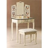 Hand Painted White Photo Vanity Set By Coaster