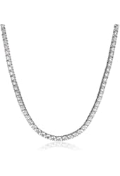 Platinum or Gold-Plated Sterling Silver Swarovski Zirconia Tennis Necklace (5mm), 17"