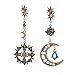 JQUEEN Women's Star Moon Sun Shining Forever Opal Stone Long Dangle Pierced Stud Earrings